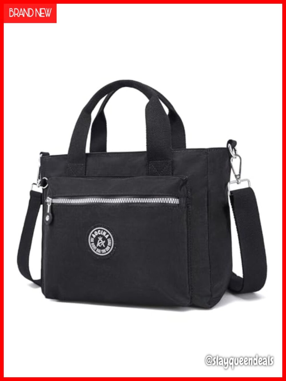 Small Nylon Mini Tote Bag Zip Crossbody Purse Multi-Pocket Everyday